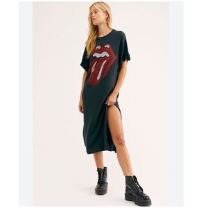 Free People X Day Dreamer Rolling Stones 89 Rolled Sleeves Shirt Midi Dress